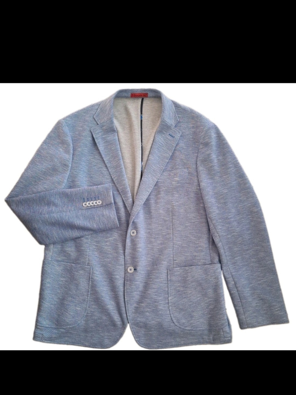 7 Downie St Men Blue Knit Sport Coat Blazer Jacket Two Button Deconstructed EUC